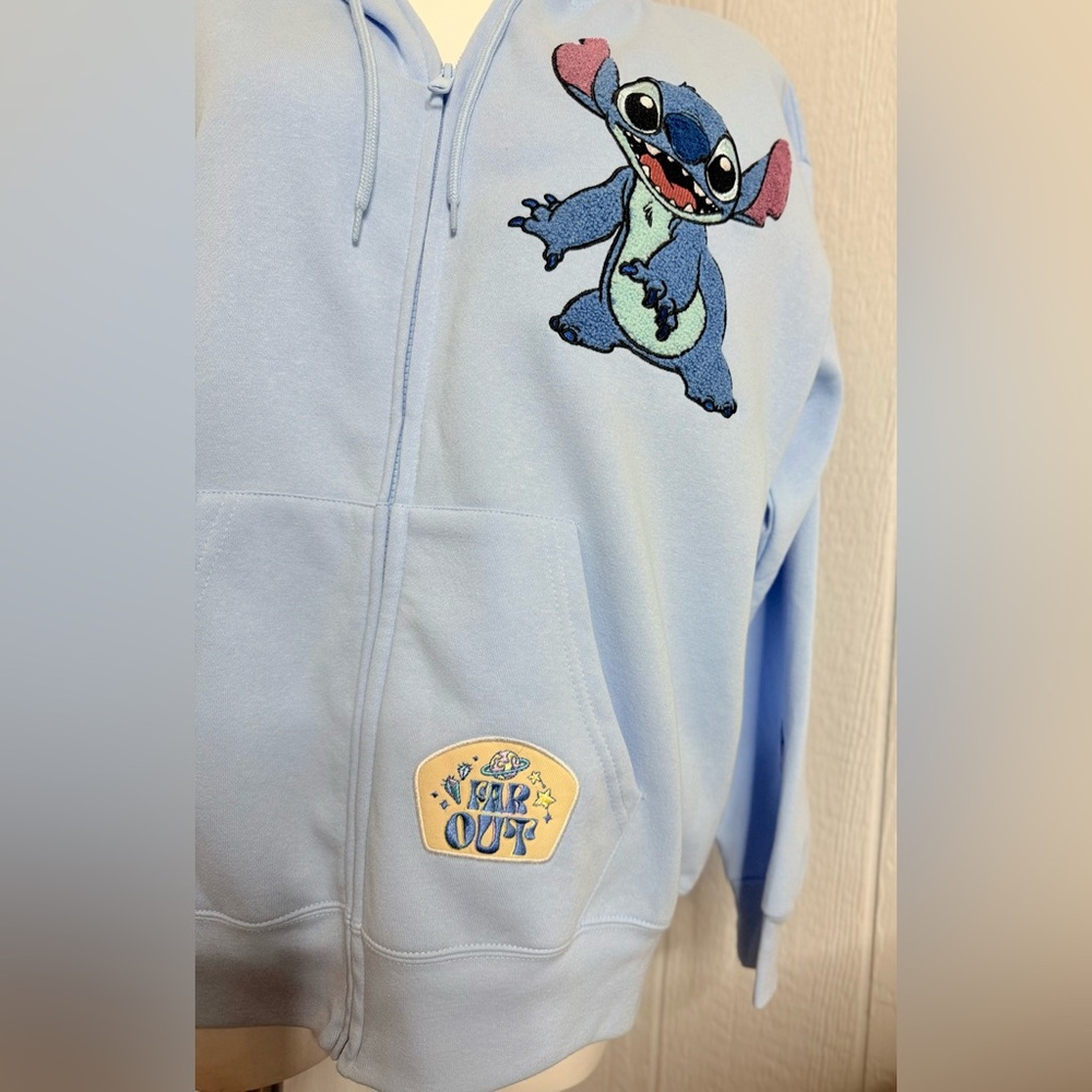 Disney Kids Light Blue Stitch Zip-Up Hoodie - Picture 5 of 9